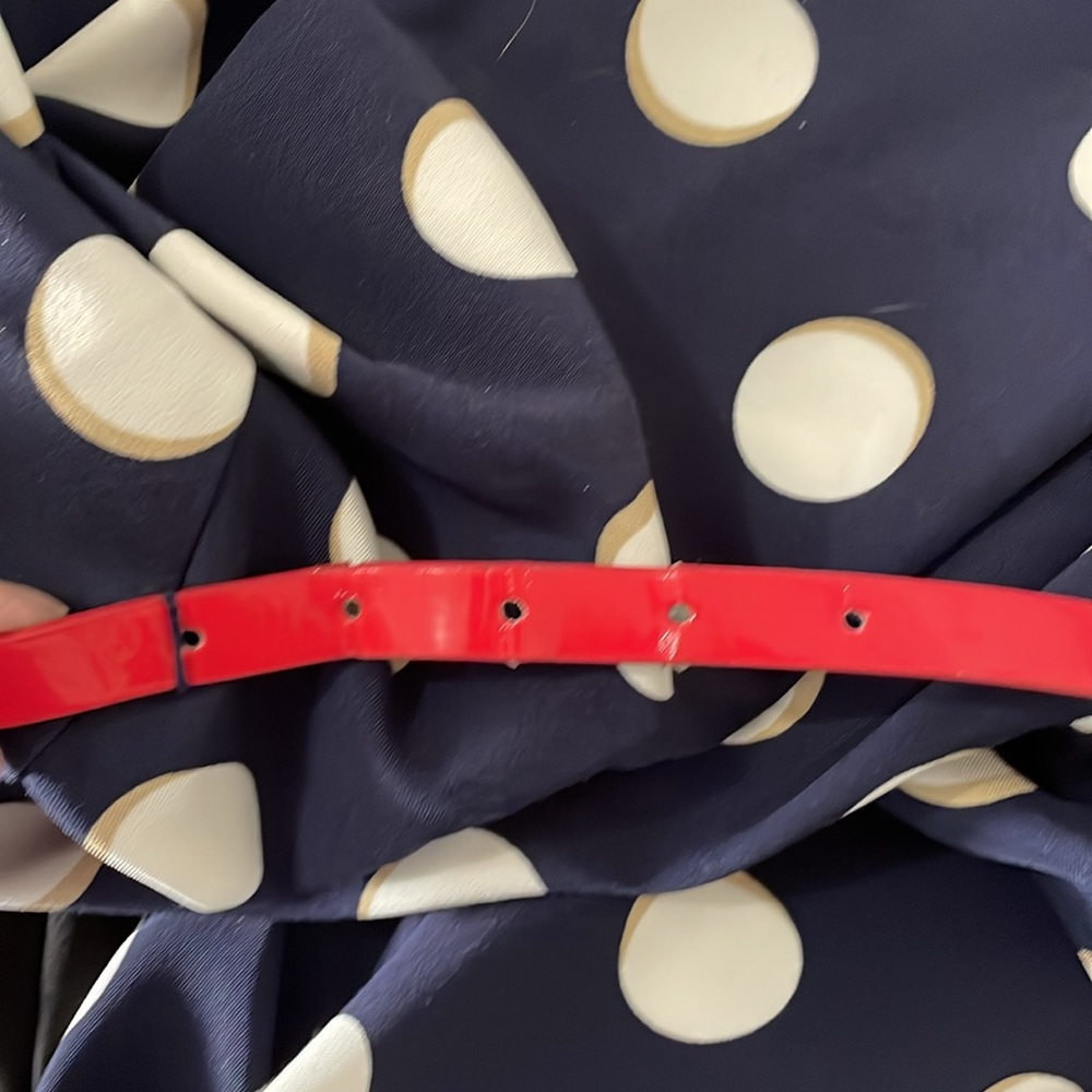Dress Barn Polk A Dot Dress Navy White Sleeveless Dress Size 14 - Picture 8 of 9